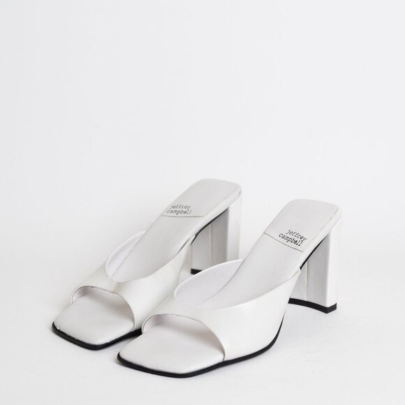 ✨ Jeffrey Campbell Square Toe Sandal Mule Inspired Heels White NEW - Picture 1 of 16
